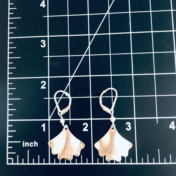 Vintage Silver Ginkgo Leaf Earrings - Picture 4 of 5